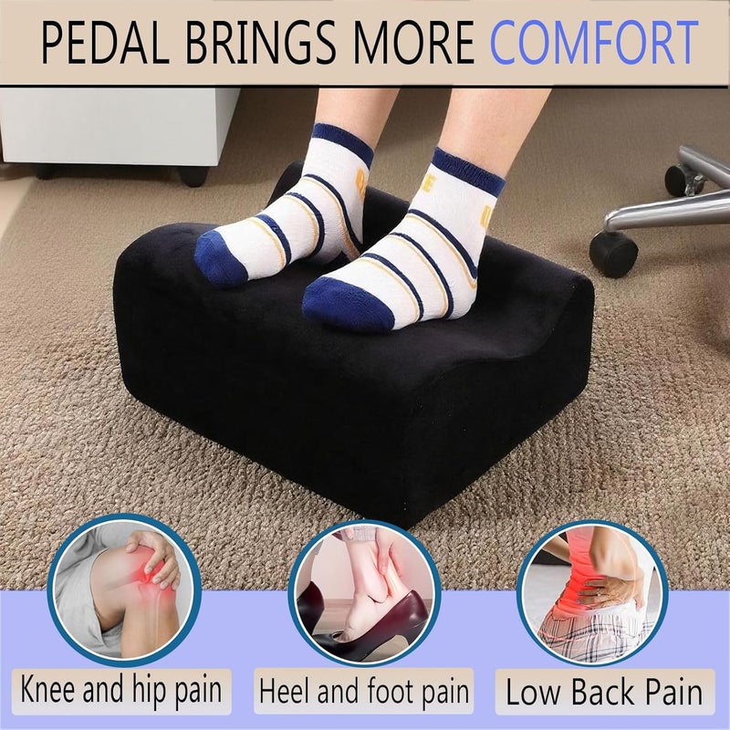 COMFelicify Foot Rest for Under Desk at Work, Ergonomic Under Desk Footrest with Washable Cover, Memory Foam Foot Stool for Office Chair & Gaming Chair, Back & Hip Pain Relief, Black - Image 4
